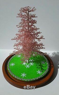 Westrim Beaded Mini Christmas Tree PINK Ready to decorate, with Base & Skirt