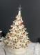 White /gold Ceremic Xmas Tree Hand Painted 17 Without Star 18.5 With Vtg 1981