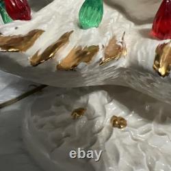 White /gold Ceremic Xmas Tree Hand Painted 17 Without Star 18.5 With VTG 1981