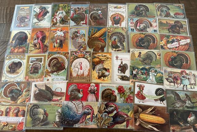 Wholesale Lot Of 50 Antique 1900's Vintage Thanksgiving Postcardsin Sleeves