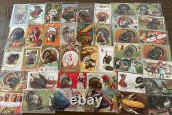 Wholesale Lot of 50 Antique 1900's Vintage Thanksgiving Postcardsin sleeves