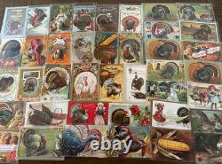 Wholesale Lot of 50 Antique 1900's Vintage Thanksgiving Postcardsin sleeves