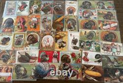 Wholesale Lot of 50 Antique 1900's Vintage Thanksgiving Postcardsin sleeves