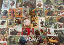 Wholesale Lot of 50 Antique 1900's Vintage Thanksgiving Postcardsin sleeves