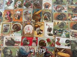 Wholesale Lot of 50 Antique 1900's Vintage Thanksgiving Postcardsin sleeves