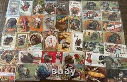 Wholesale Lot of 50 Antique 1900's Vintage Thanksgiving Postcardsin sleeves