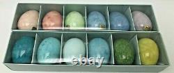 Williams Sonoma Hand Carved Alabaster Easter Eggs Set of 24 Italy Ducceschi