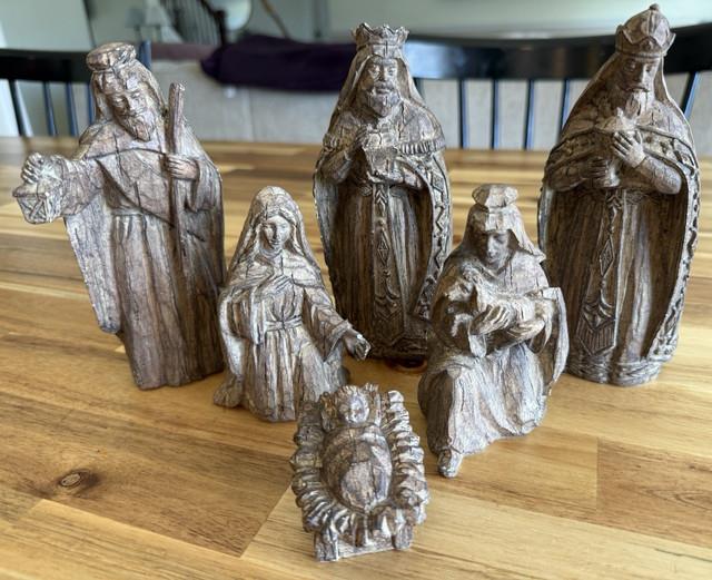 Wood Carved 6-piece Nativity Figurines Set Christmas Mary Joseph Jesus Wise Men