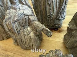 Wood Carved 6-Piece Nativity Figurines Set Christmas Mary Joseph Jesus Wise Men