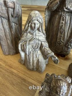 Wood Carved 6-Piece Nativity Figurines Set Christmas Mary Joseph Jesus Wise Men