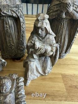 Wood Carved 6-Piece Nativity Figurines Set Christmas Mary Joseph Jesus Wise Men