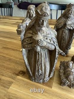 Wood Carved 6-Piece Nativity Figurines Set Christmas Mary Joseph Jesus Wise Men