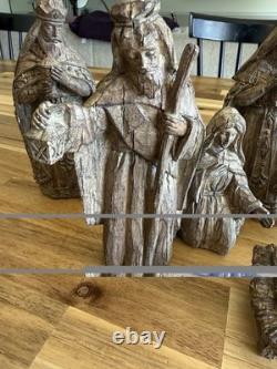 Wood Carved 6-Piece Nativity Figurines Set Christmas Mary Joseph Jesus Wise Men