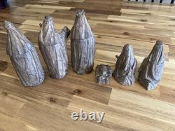 Wood Carved 6-Piece Nativity Figurines Set Christmas Mary Joseph Jesus Wise Men