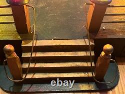 Wood Christmas Tree Stand Fence Lighted Base Display Lights Firemen Fence Rare Wood Christmas Tree Stand Fence Lighted Base Display Lights Firemen Fence Rare