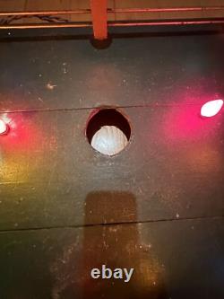 Wood Christmas Tree Stand Fence Lighted Base Display Lights Firemen Fence Rare