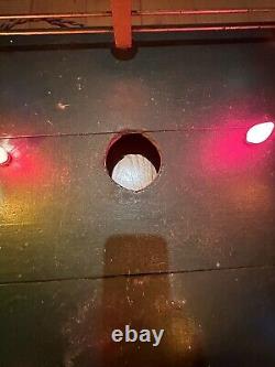 Wood Christmas Tree Stand Fence Lighted Base Display Lights Firemen Fence Rare Wood Christmas Tree Stand Fence Lighted Base Display Lights Firemen Fence Rare