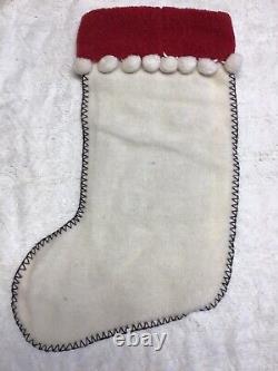 Woof & Poof Christmas Lights String Vintage RARE Stocking Red White Wool 18