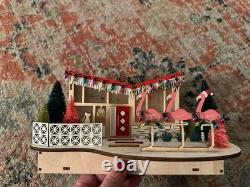 World Market Laser Cut Wood MCM House LED Flamingo Cat Red Door