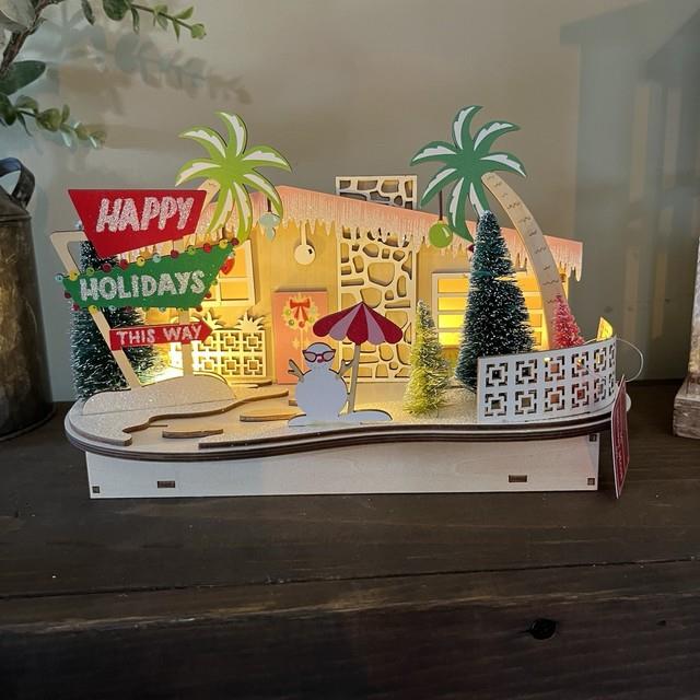 World Market Laser Cut Wood Mid Century Modern House Led Holiday Decor Nwt 2022