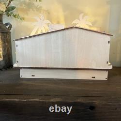 World Market Laser Cut Wood Mid Century Modern House LED Holiday Decor NWT 2022 World Market Laser Cut Wood Mid Century Modern House LED Holiday Decor NWT 2022
