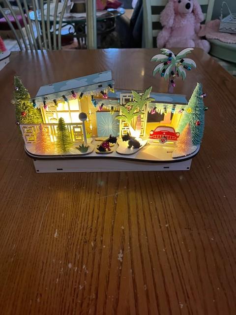 World Market Laser Cut Wood Mid Century Modern House Scotty Dogs Led 2022