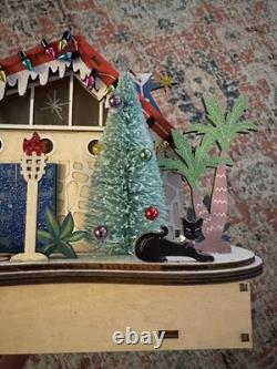 World Market Laser Cut Wood Mid Century Oasis Lounge LED Christmas House 2022