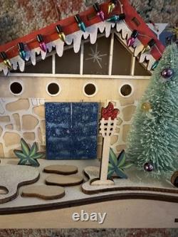 World Market Laser Cut Wood Mid Century Oasis Lounge LED Christmas House 2022