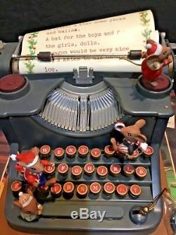 Wow! Christmas Mice Moving Typewriter Jolly Old St Nicholas Music Box